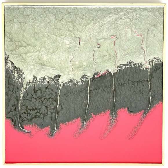 Passion Play - Original Art Poured Liquid Oil Paint Signed Painting 10”x10” - Picture 2 of 7